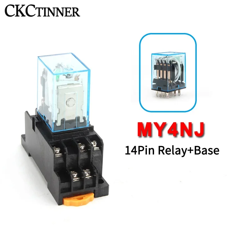 Intermediate Relay HH54P MY4NJ  Micro Small Electromagnetic Relay AC/DC 12V 24V AC110V 220V 380V With 14 pins Socket base PYF14A