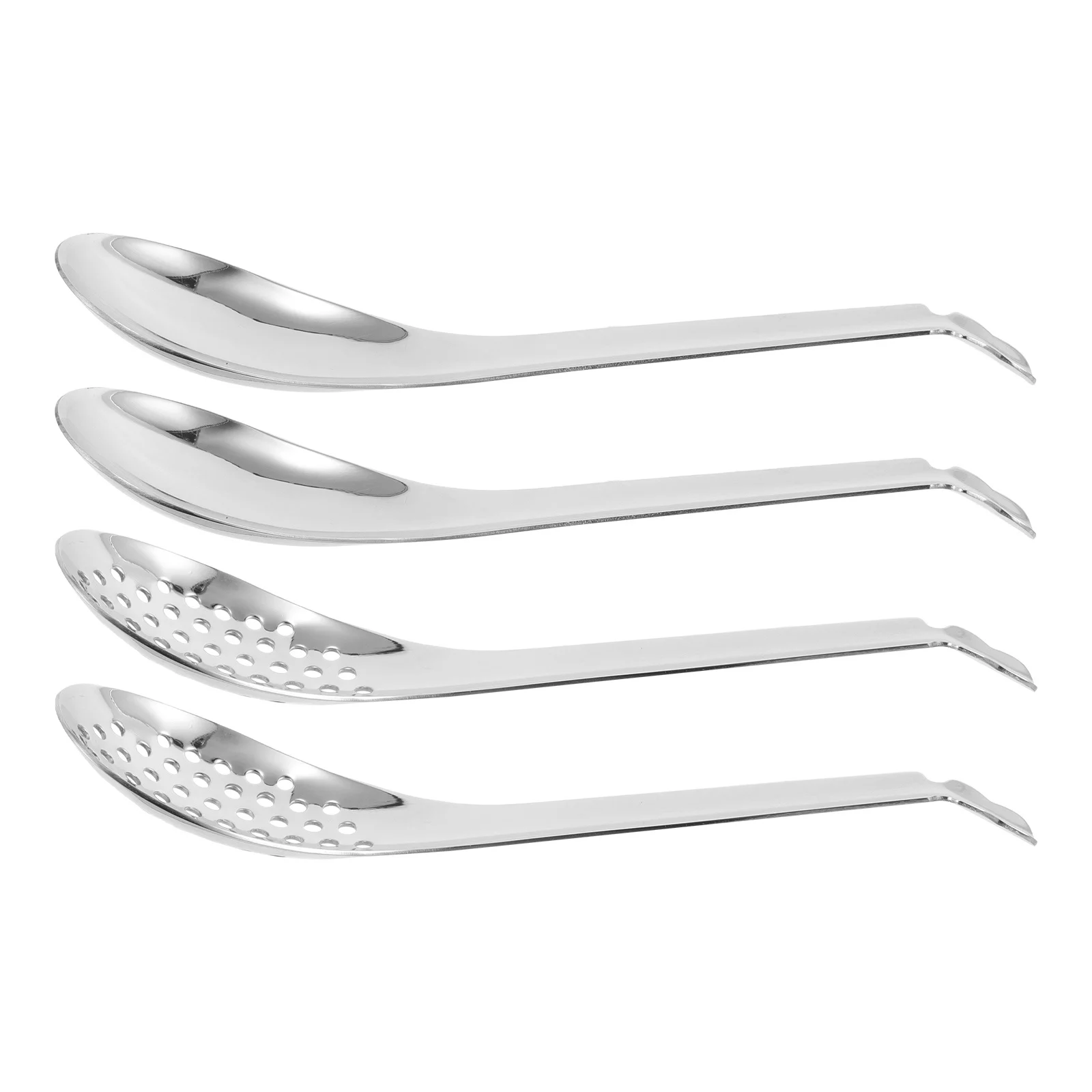 

4Pcs Stainless Steel Filtering Cooking Spoons Set Sleek Lightweight Kitchen Utensils for Straining Soup Sauce Caviar Pasta Salad