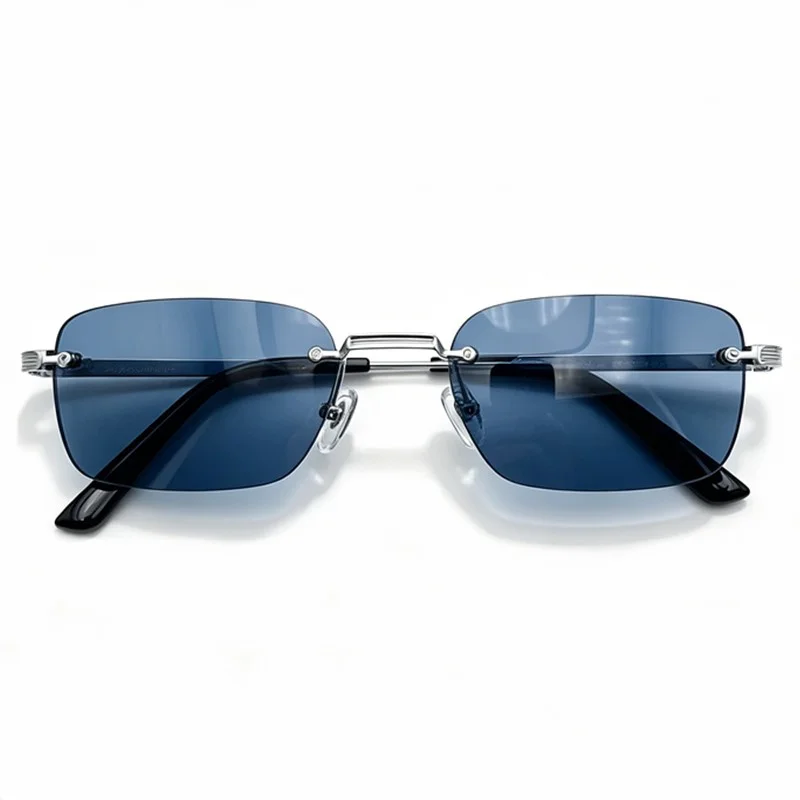 LUX Men Vintage Rimless Square Sunglasses UV400 Protection Titanium Rectangular Sunglasses Lightweight Driving Outdoor