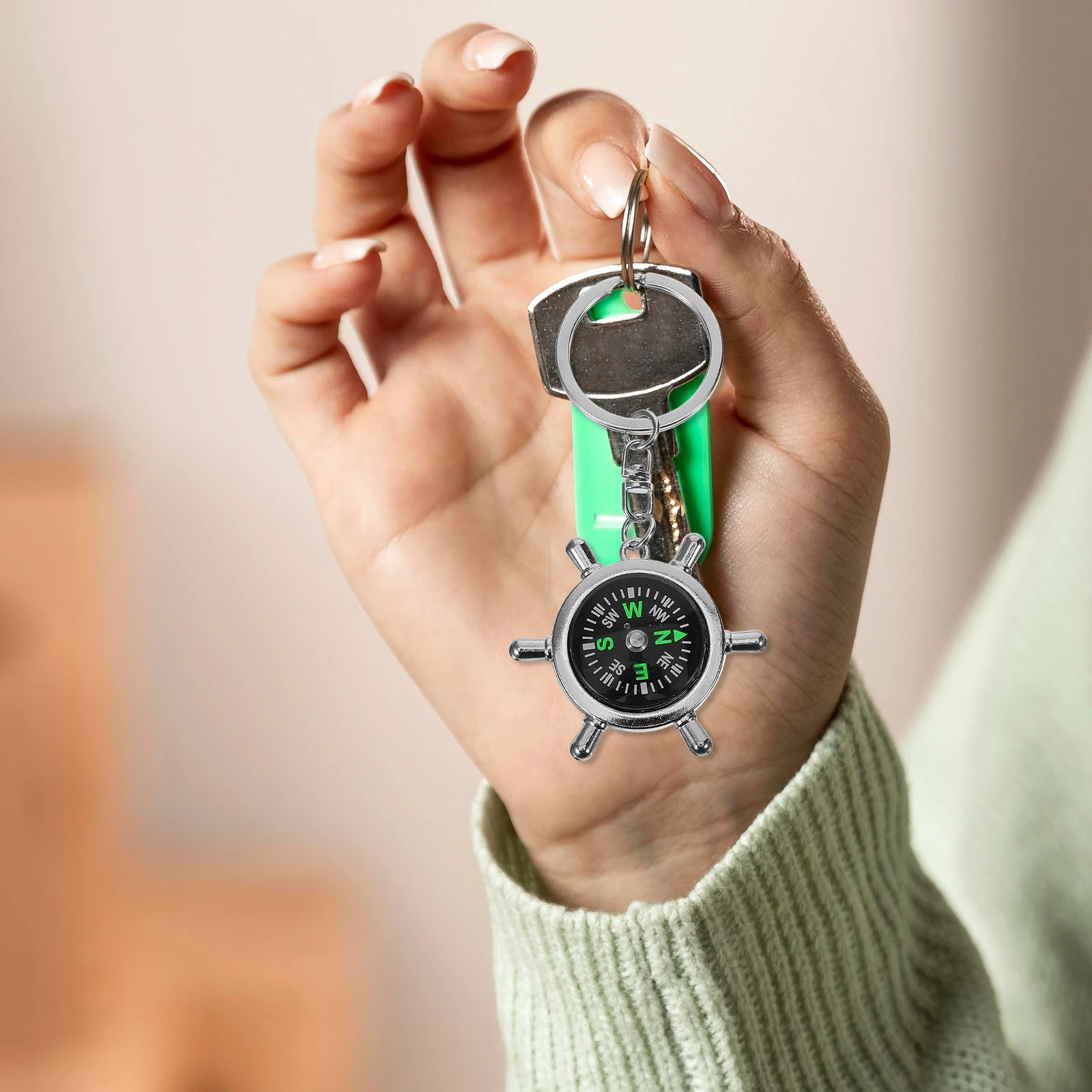 

3pcs Compass Compass With Key Ring Rudder Shaped Durable Camping Hiking Accessory Small Pocket Practical Outdoor Gift