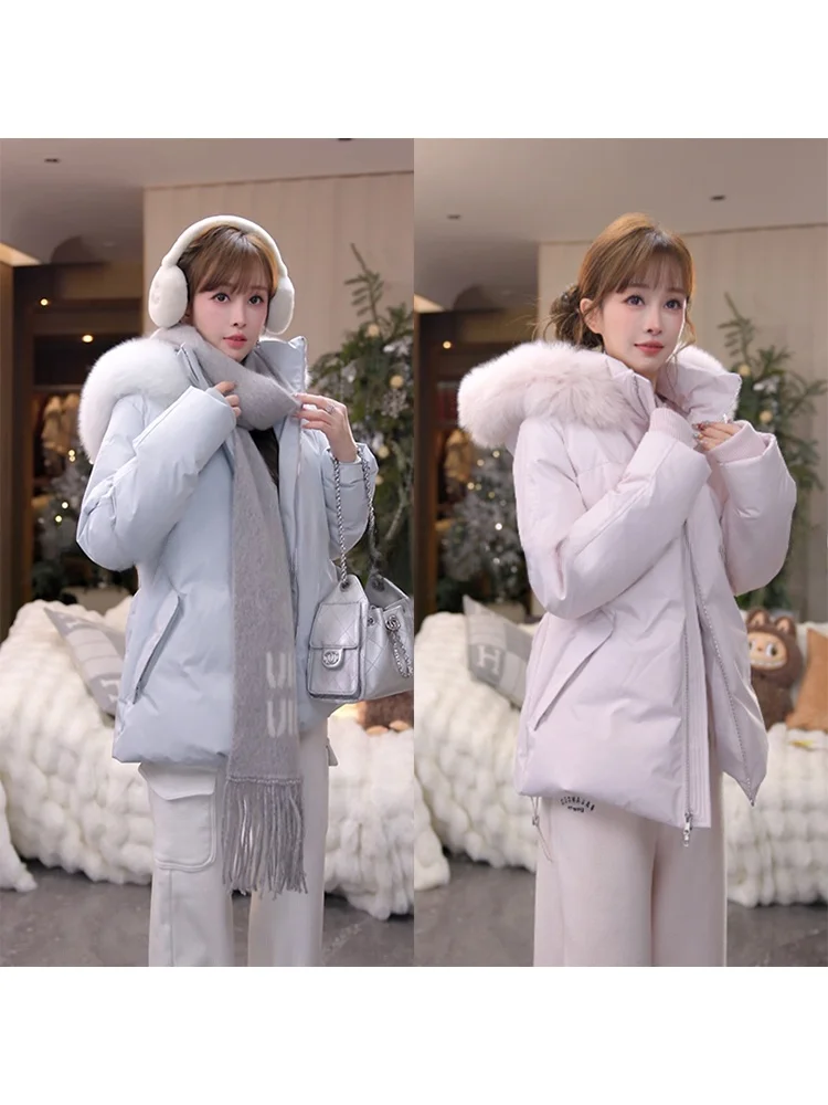 

Mimius Du down Jaet Women's Casual Sle Coat with Hood Large Fur Collar Warmth Traceable Tee Star Se Fill