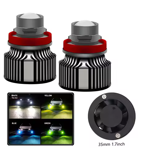 H11 Led Fog Light Bulb Laser Lens H8 H9 9005 9006 HB3 9006 HB4 CSP Blue Green 6000K 3000K H7 Turbo Headlight Light For Car 12V