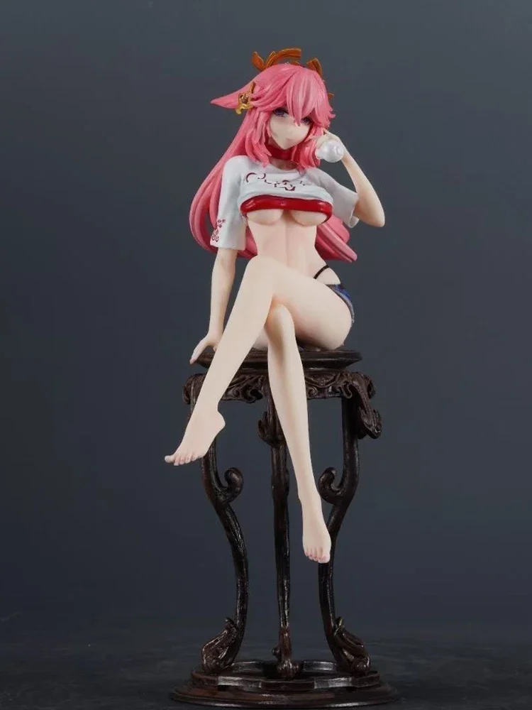 Genshin Impact Yae Miko Anime Figurka 24cm sexy girl Pvc Statuetka Figurki Statuetka Model Kolekcja Ozdoba Pokoju Zabawki Prezenty Urodzinowe