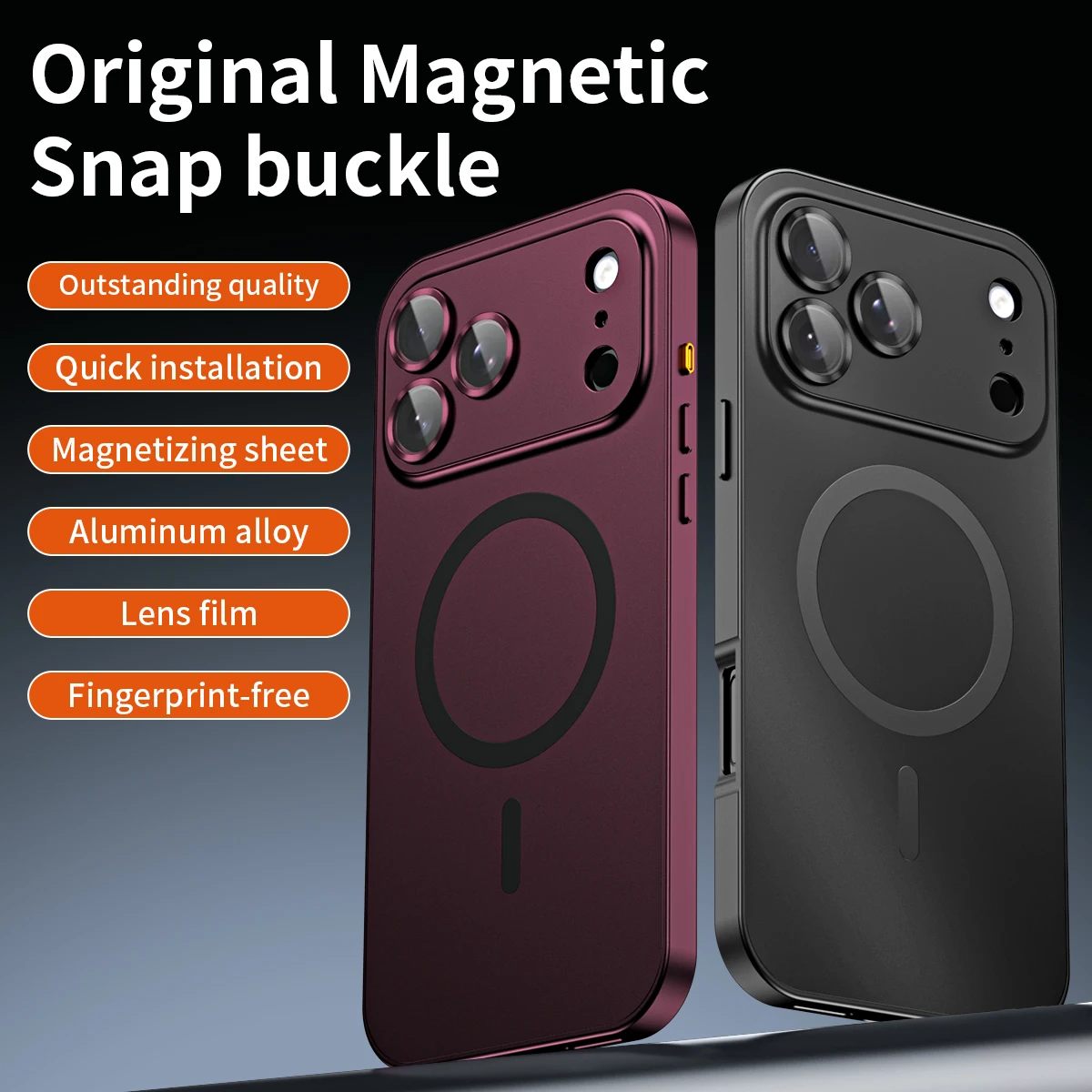 Magnetyczne metalowe etui na telefon do iPhone 13 14 15 16 17 18 Pro Max, luksusowa ramka z aluminium, tylny panel z PC, pokrowiec na telefon kompatybilny z Magsafe. — zdjęcie produktu 3