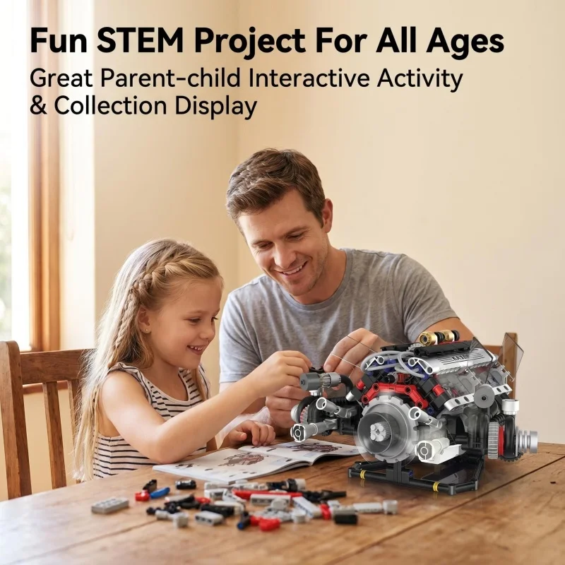 

Simulation Engine Bricks Set, Remote Control Motorized Mechanical Engine Model, STEM Educational Construction Toy for Car Lovers