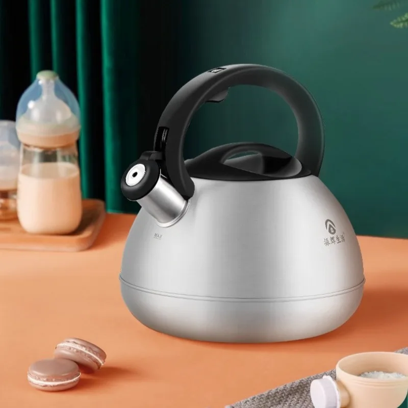 

304 Stainless Steel Whistle Kettle Large Capacity Whistling Water Pot Household Cookware Universal Open Flame Induction Cooker