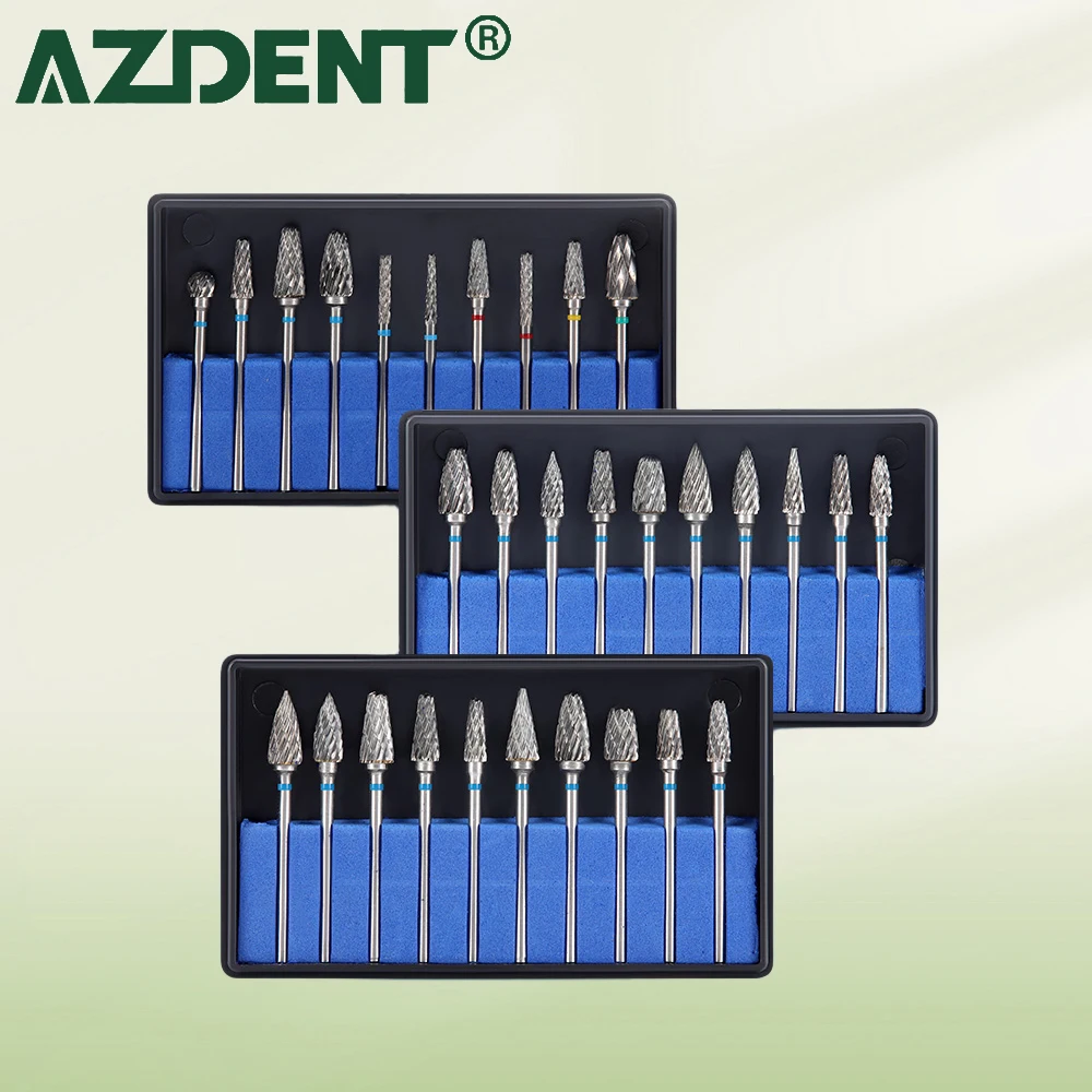 

3 Boxes=30 Pcs AZDENT Dental Carbide Drills Kit HP 2.35mm Universal Grinding/Removing/Polishing Dentistry Tool 135℃ Autoclavable