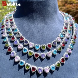 Bubble Letter Colorful Clustered Tennis Chains for Women Necklace Choker Hip Hop Jewelry