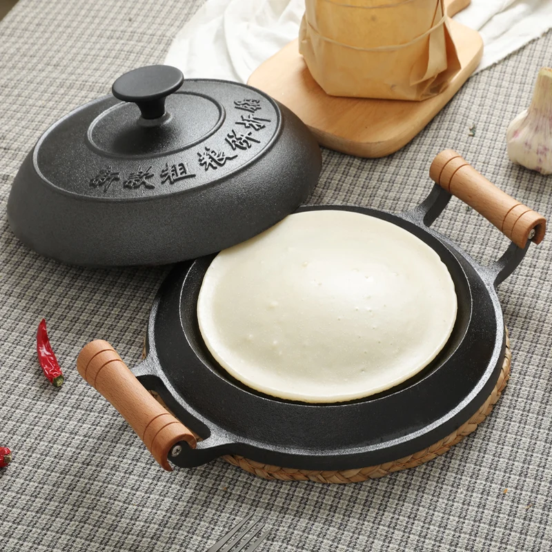 Cast Iron Pancake Pan Crepe Maker Cake Pancake Pot Flapjack Baking Pan with Cover