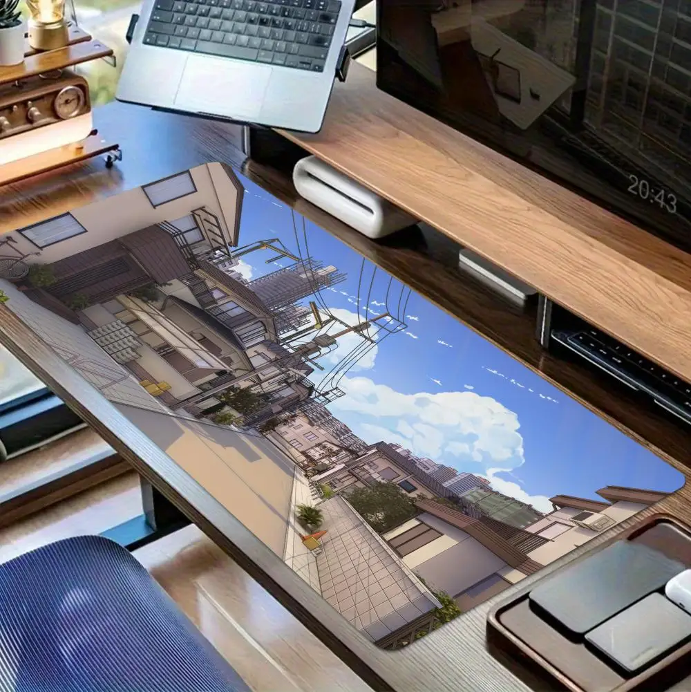 

Коврик для мыши с уличным пейзажем, большой коврик для компьютерной офисной игры, настольный коврик XXL, резиновый противоскользящий коврик с прошитыми краями, коврики для клавиатуры ПК, длинные настольные коврики