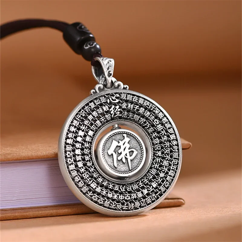 Trendy thai Silver Chain Necklace For Women Men Jewelry Classic Prajna Paramita Sutra Pendant Safety Buckle Male Amulet Necklace