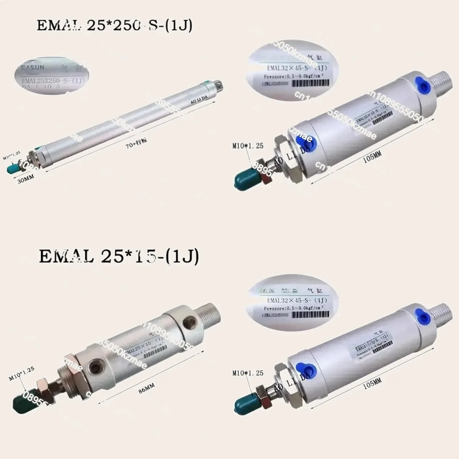 For 25X75-S-U EMAL32X25- (1J) -F015 Pneumatic Air Cylinder Double Acting Aluminum Alloy