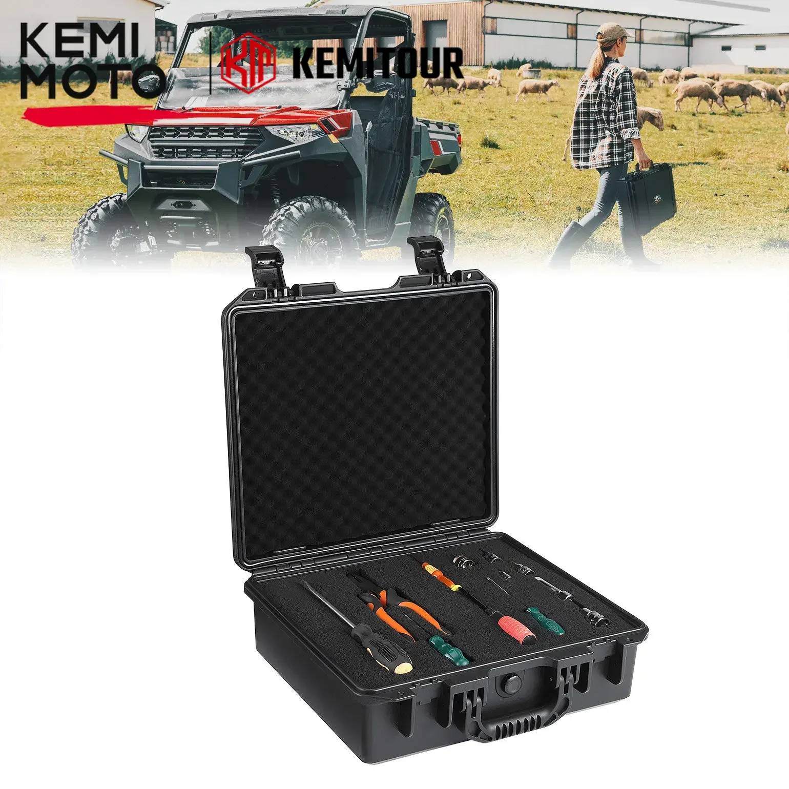 

KEMIMOTO UTV Bed Storage Cargo Box Compatible with Polaris Ranger 1000 XP 900 800 700 570 500 2016-2023 General 1000 Tool Box