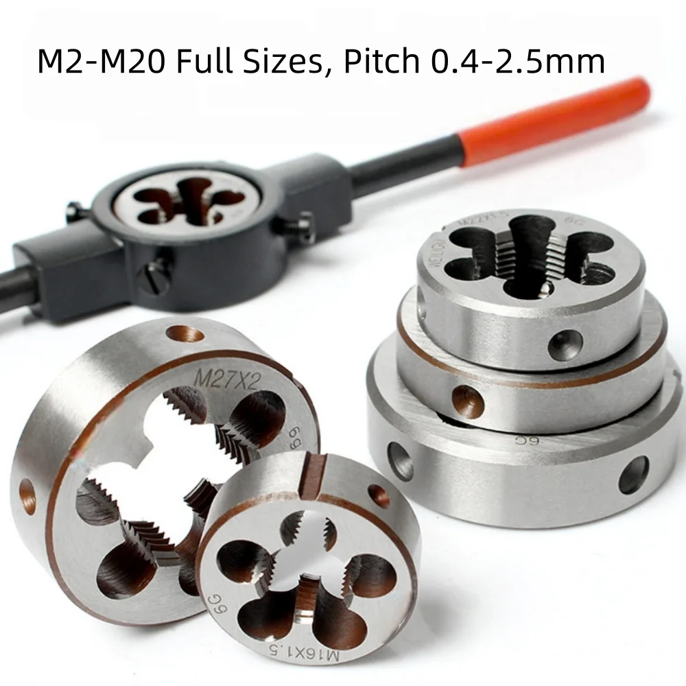 1Pcs Left Hand Metric Round Thread Die M2-M20 Alloy Steel Cutting Die Pitch 0.4-2.5mm Metal Thread Making Tool