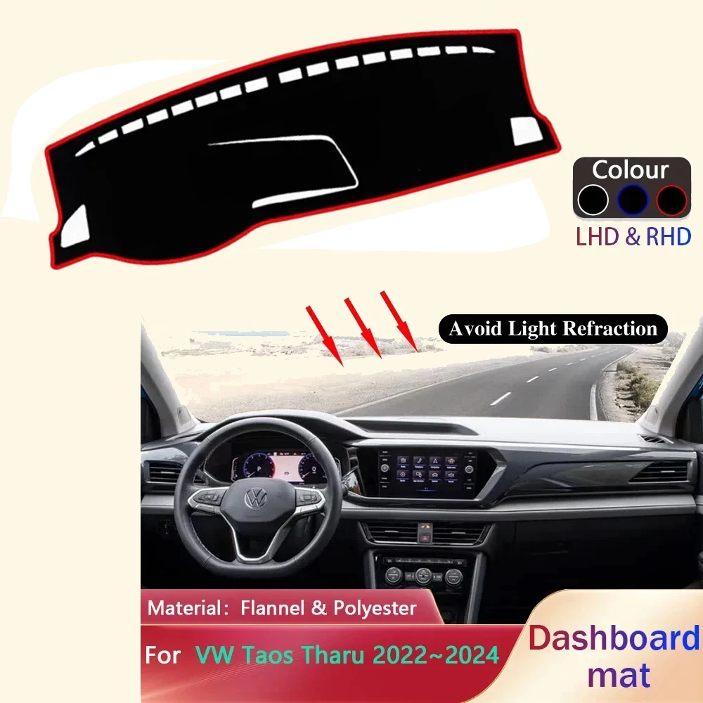 لوحة سيارة الوسادة ل Volkswagen VW Taos Tharu 2022 ~ 2024 بطانة المضادة للانزلاق حصيرة ظلة الوسادة Dashmat السجاد البساط غطاء الملحقات