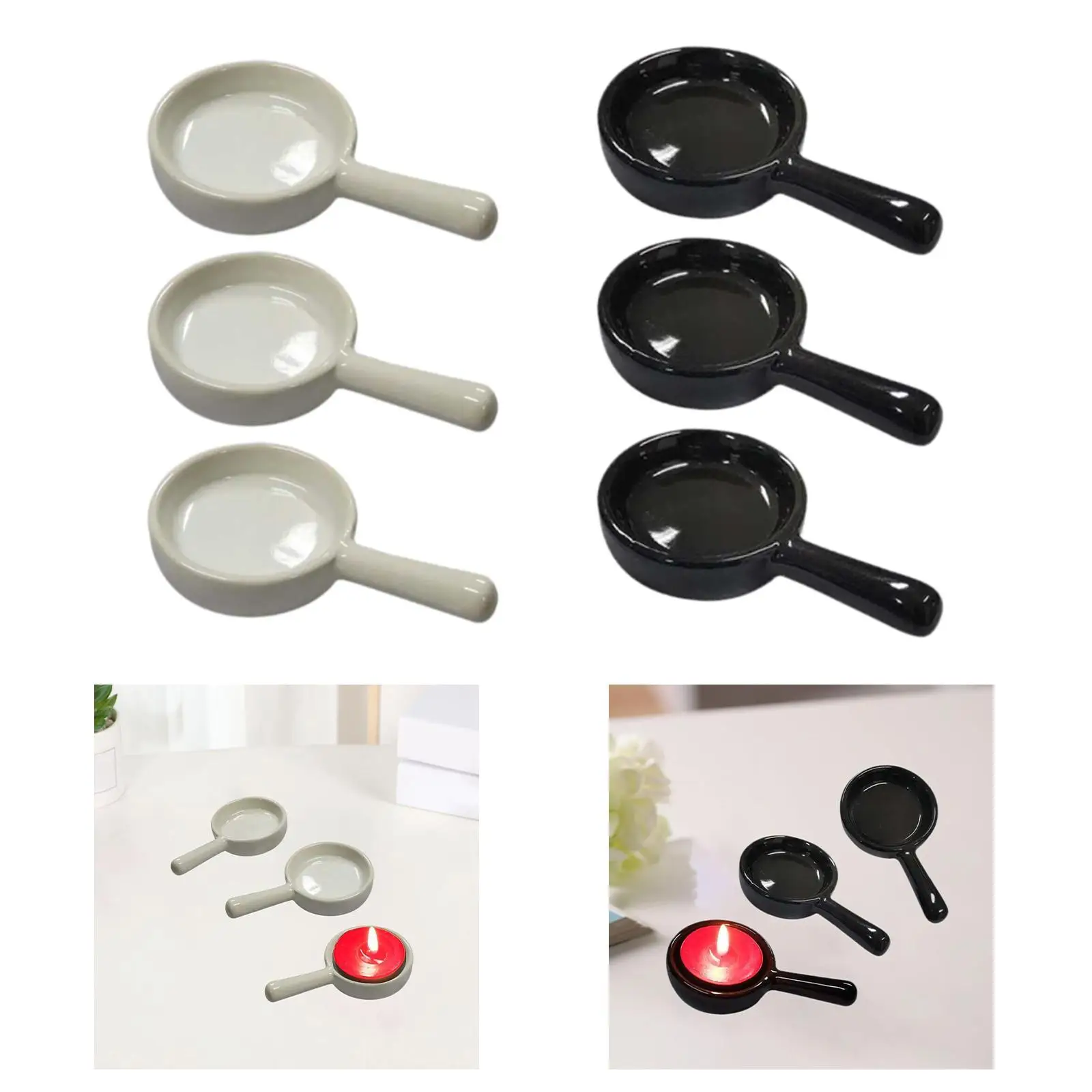 3Pcs Ceramic Candle Holder Tealight Holder for Living Room Bookshelf