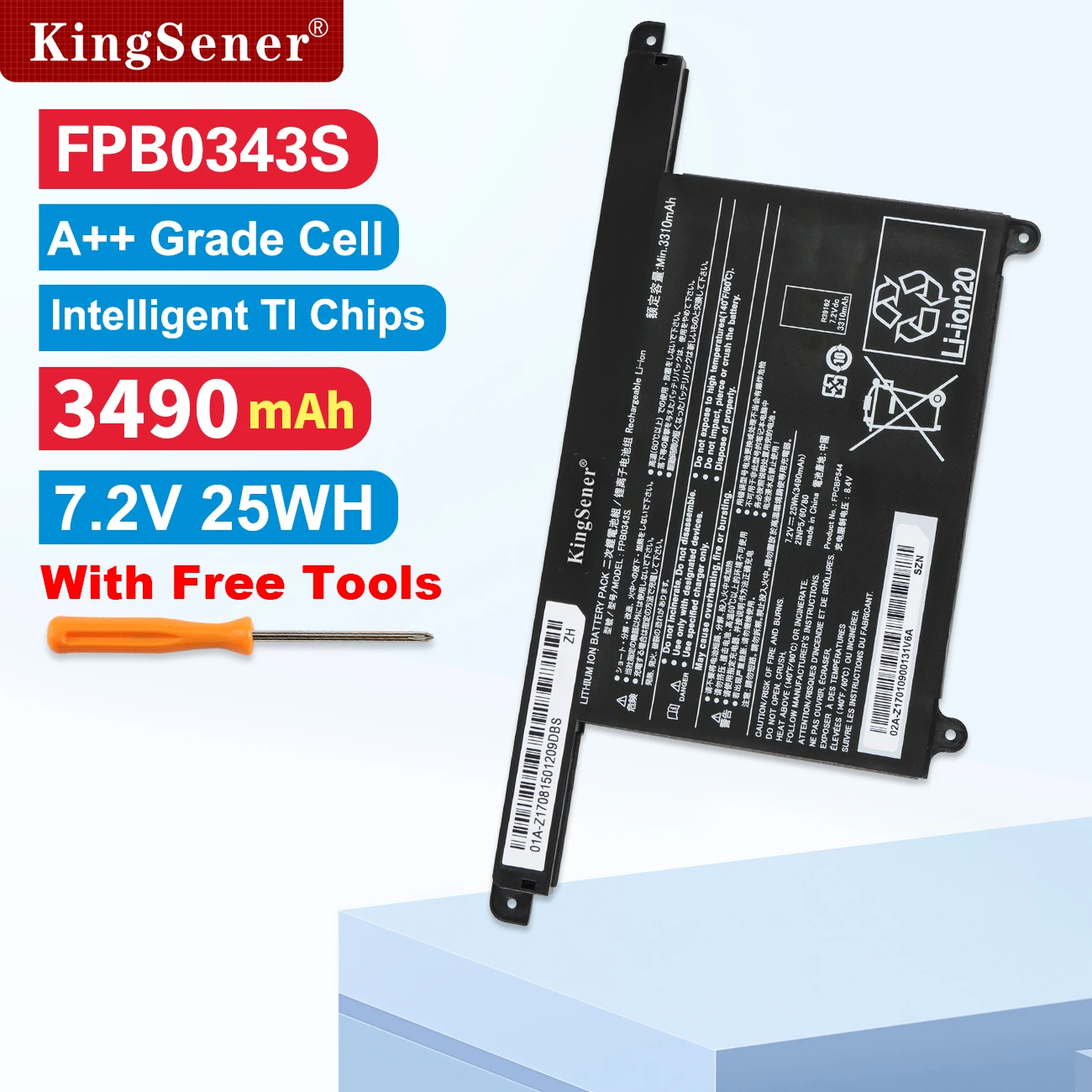 

KingSener FPB0343S FPCBP544 Laptop Battery For Fujitsu LIFEBOOK U939/A U938/S Series 7.2V 25WH