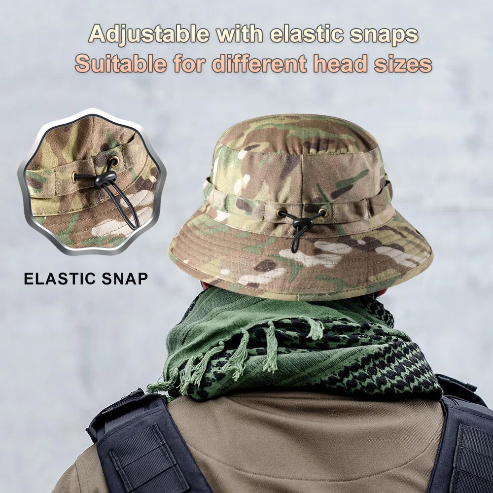 Camouflage Boonie Hat Men Tactical Panama Hunting Fishing Outdoor Windproof Bucket Hats Foldable Fisherman Nepalese Sun Caps Men