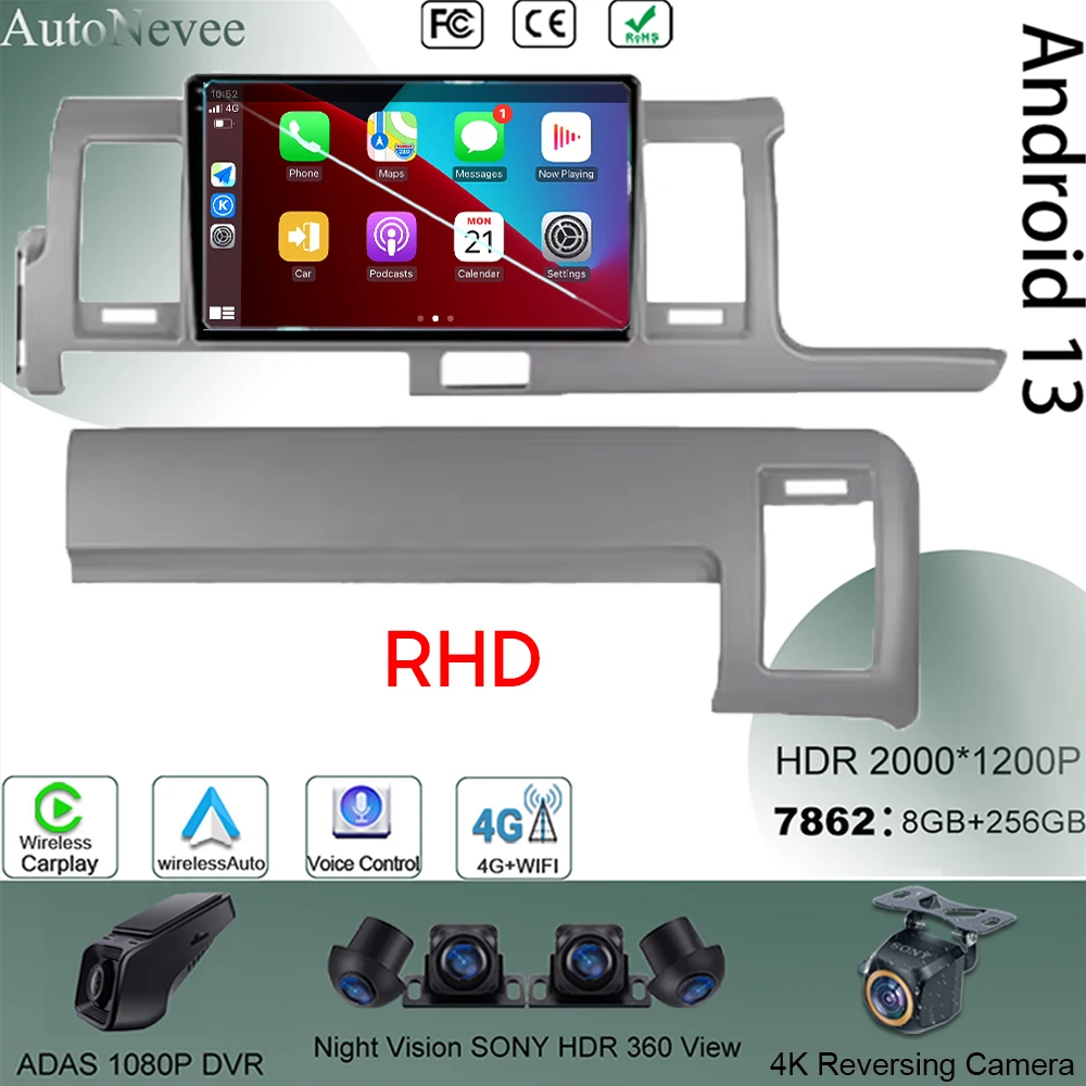 For Toyota Hiace H200 2010 - 2018 RHD Android Navigation GPS Touchscreen Wireless Carplay Autoradio Carplay 5G WIFI No 2din DVD