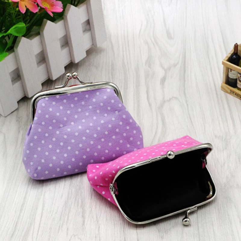 Mini Coin Purses Small Wallets for Women Dot Pattern Hasp Coin Purses Money Bags Change Pouch Cotton Fabric Carteras Monederos