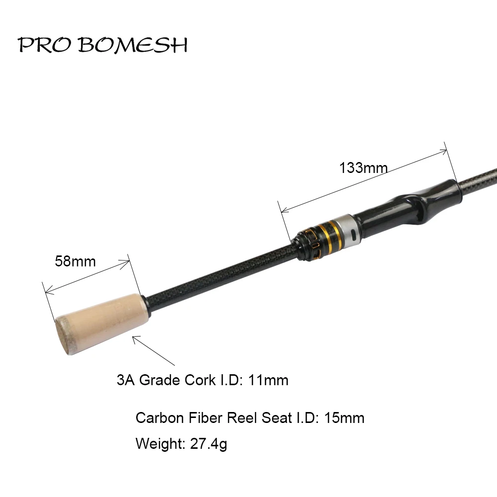 Pro Bomesh 1 Set Carbon Fiber Reel Seat + 3A Grade Cork Spinning Handle Kit DIY Fishing Rod Accessory