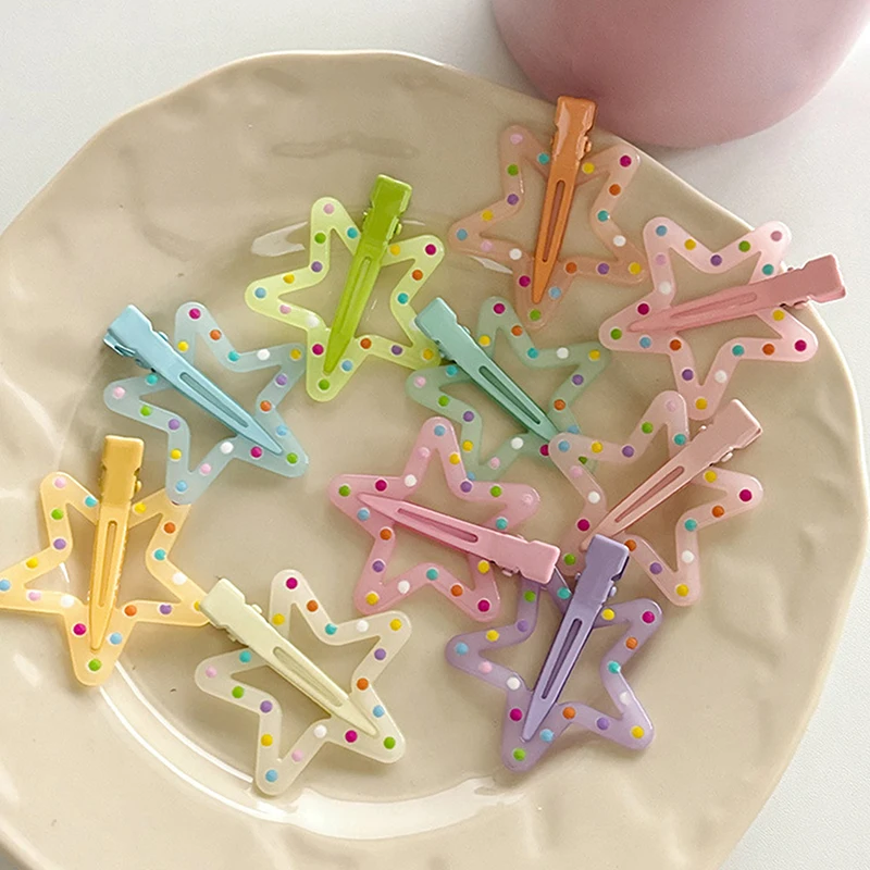 1PC Colorful Star BB Hair Clips Girls Y2K Cute Star Barrettes Women Simple Metal Snap Clip Headdress Hair Jewelry Accessories image 5