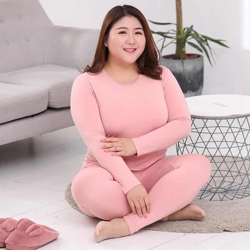 Women\'s Plus Size Thermal Underwear Set Brush Lining Long Johns Suit Warm Base Layer Underscrubs For Winter