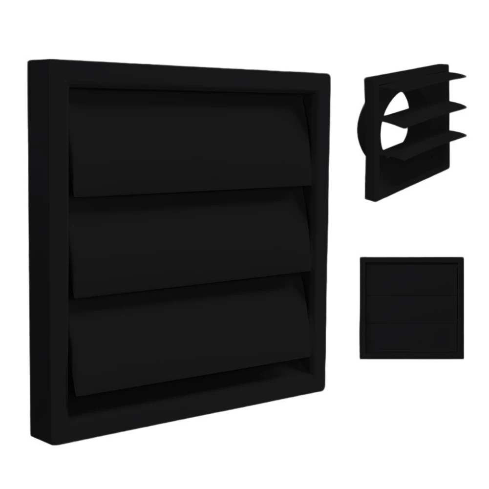 غطاء فتحة تهوية عادم أسود طويل الأمد مقاس 4 بوصات لتدفق الهواء/الخفض السريع، ومضاد للبعوض ودرع المطر مناسب للاستخدامات الخارجية المختلفة