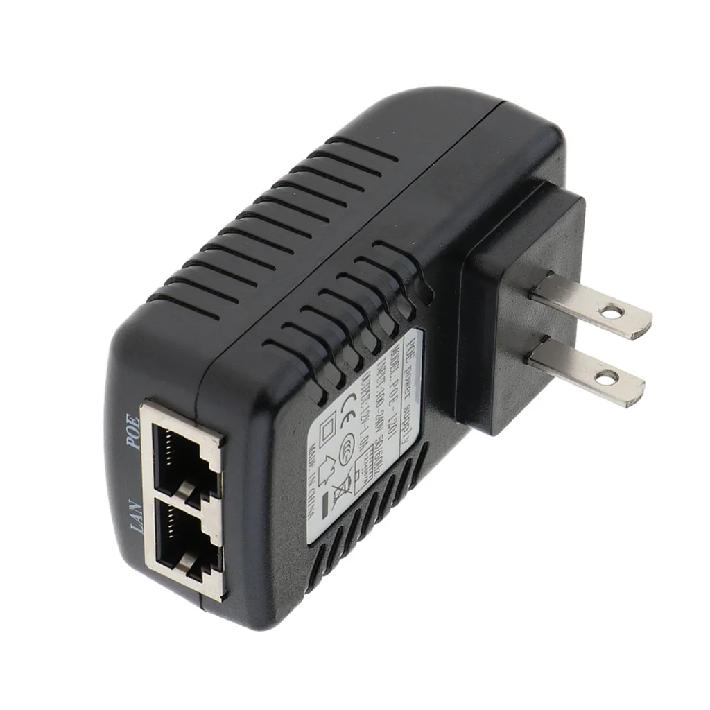 Adaptor dinding catu daya injektor POE 12V1A IEEE 802.3af untuk kamera IP