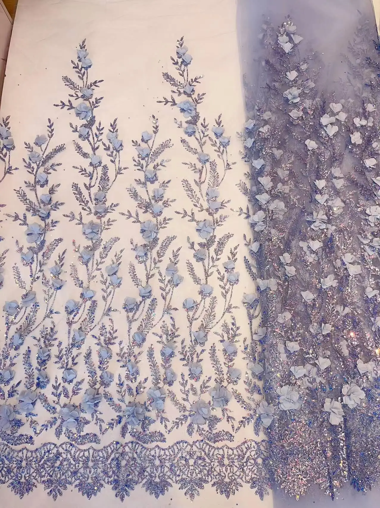 

African Glitter lace Wedding Lace Fabric Nigerian ZH-13064814 French Tulle Luxury Party Dress14