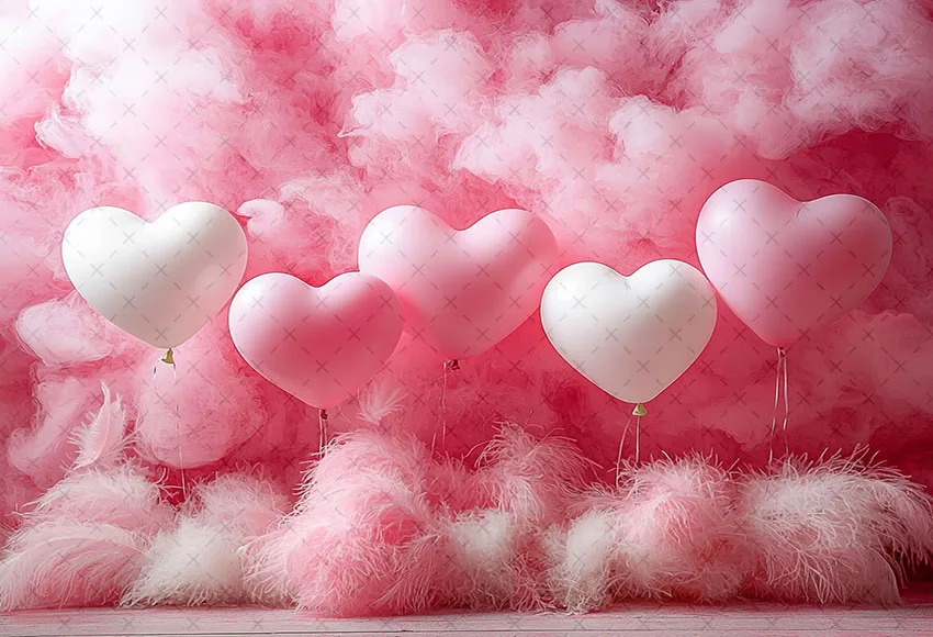 Mehofond Photography Background Valentine's Day Pink Balloon Smoke Love Heart Kids Birthday Portrait Decor Backdrop Photo Studio