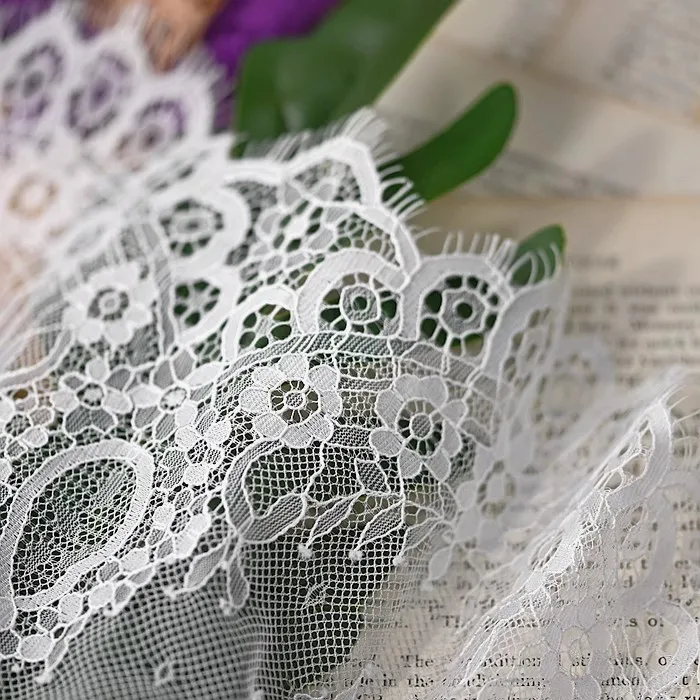 3Meter/Lot Color Eyelashes Lace Trim Fabric Flower DIY Crafts Wedding Dress Clothing Lace Material Handmade 25cm Wide