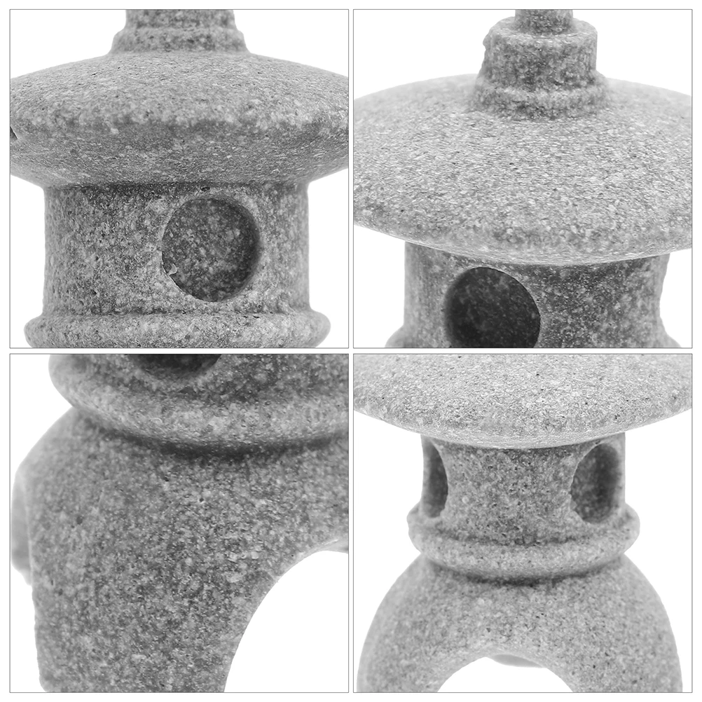 

4 Pcs Mini Pavilion Statue Sandstone Pagoda Model Garden Decor Landscape Bonsai Decoration Outdoor Indoor Waterproof Realistic