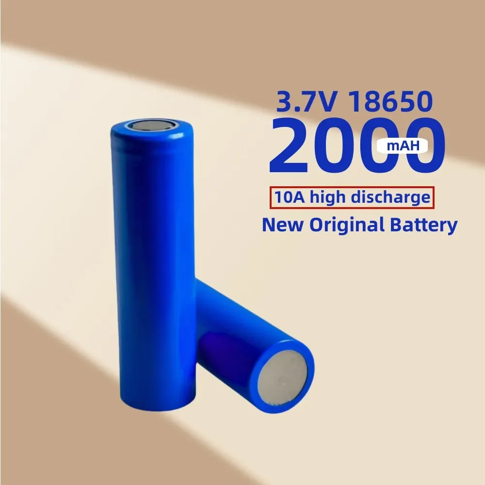 100% Original 18650 2000mAh 3,7V Rechargeable Battery (10 Pcs)