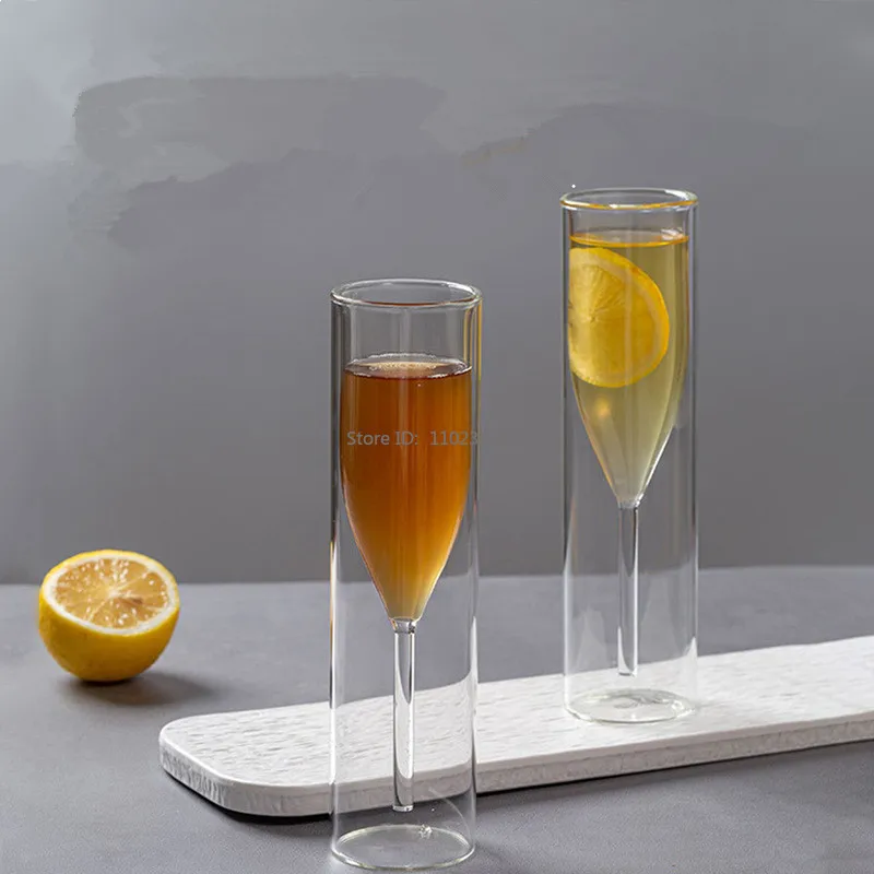 120ml Champagne Glass Double Wall Glasses Flutes Bubble Wine Tulip Cocktail Wedding Party Cup Toast Bodum Thule Xicaras Copo