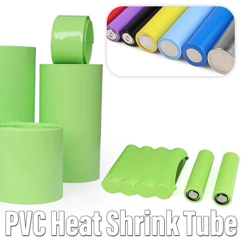 1/3/5M Fruit Green PVC Heat Shrink Tube 15~103mm Insulated Film Wrap 18650 Lithium Battery Packs Cable Sleeve Protection