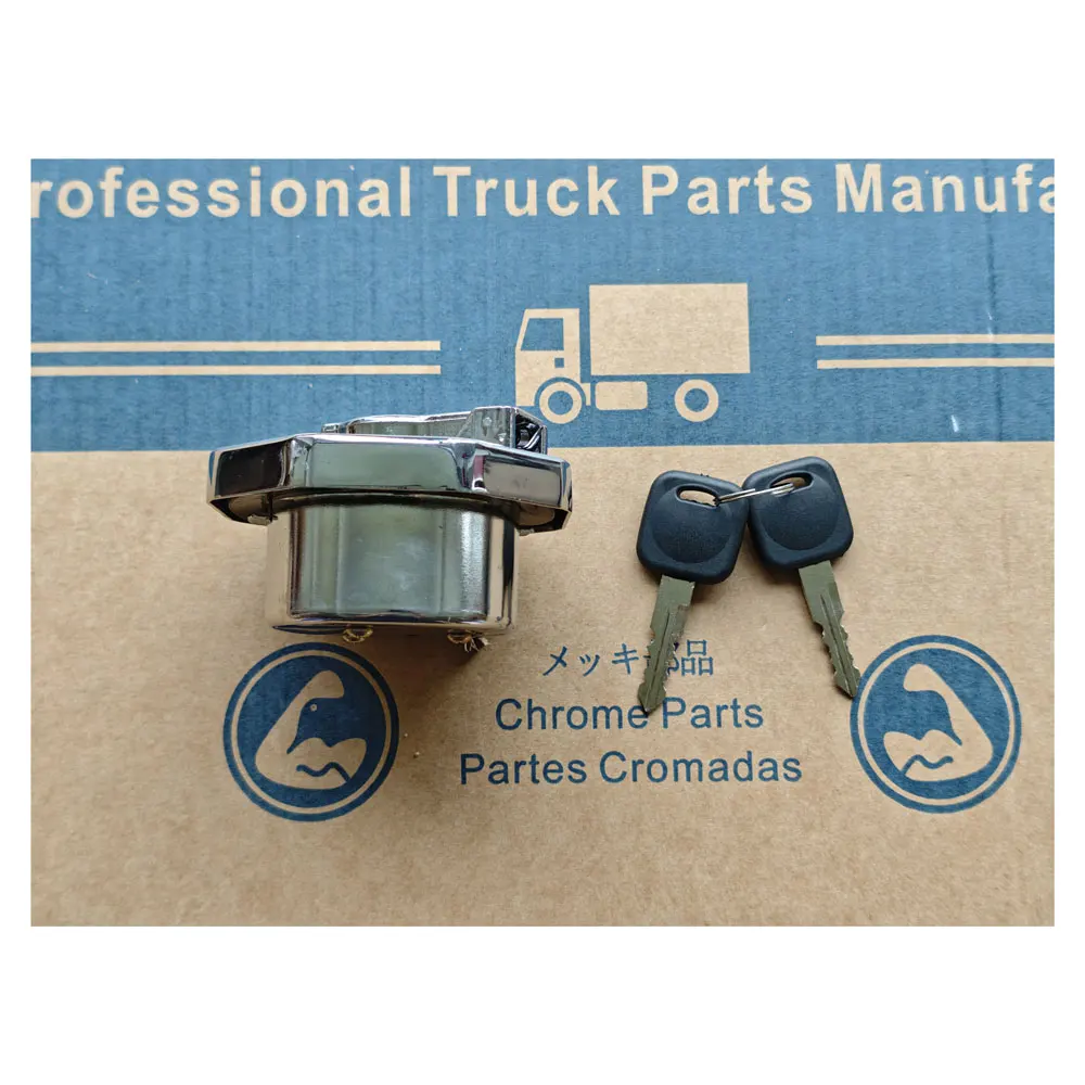 FDONG 1 Pcs Kirsite and Chrome Fuel Tank Cap with 2 Keys 9CM for ISUZU Elf NPR NQR NQR75 4HK1 Replaces 8981460100
