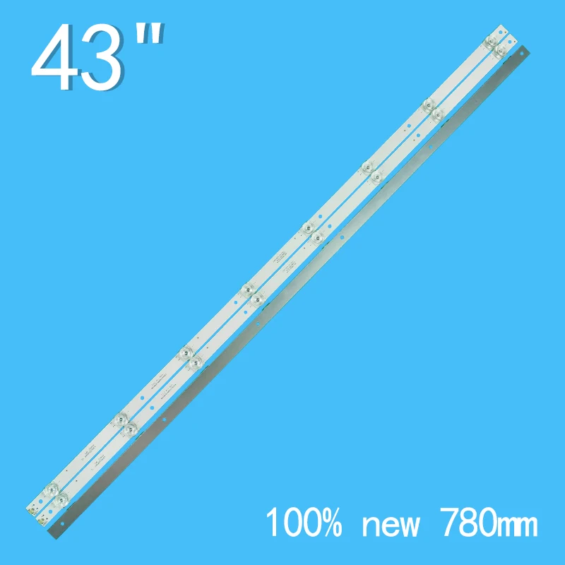 780mm 3 pcs/set tv backlight led strip For Lenovo 43inch 8led square lens 43HR332M08A5 V2 430D22 43D0 43D01AF 43D200