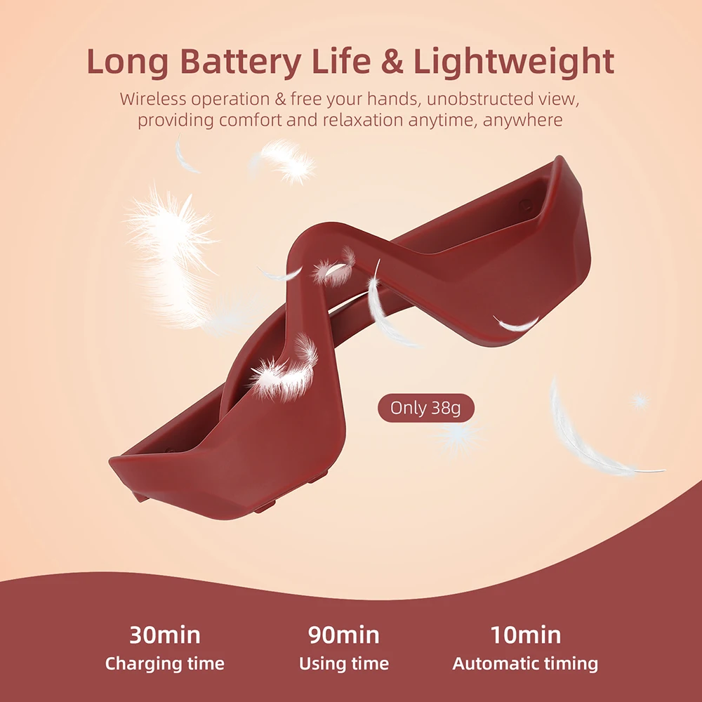 Mikrostrom-Einführung. Augenmassagegerät unter den Augen. Entspannen Sie Müdigkeit. Brillen. Augenringe hellen. Glatte Augen. Augenpflege mit feiner Linie