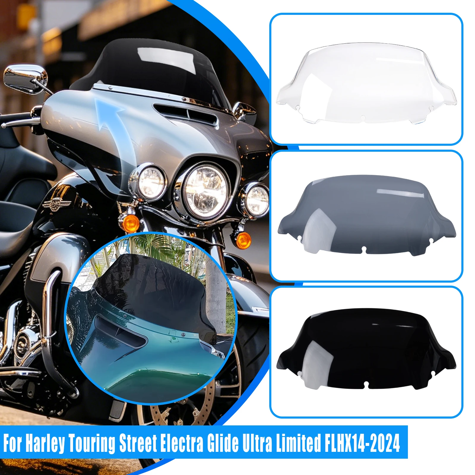 

10.5" Windscreen Windshield Fairing Cover For Harley Street Electra Glide FLHX 2014-2024 Wind Deflector FLHT Motorcycle 1Pcs