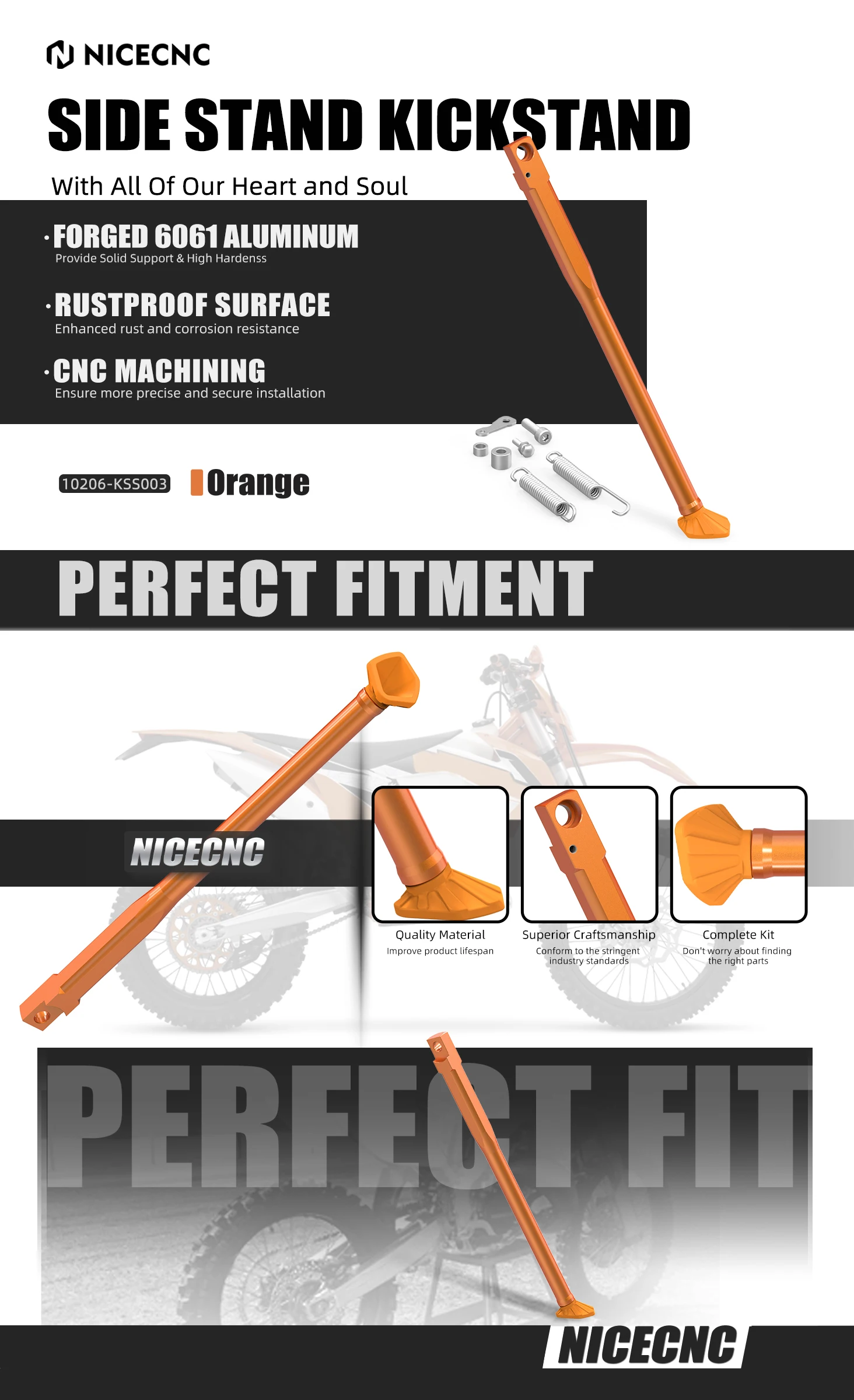(EU-Lager) Für KTM EXC 300 Motorrad-Seitenständer-Stützfuß-Feder-Kit EXC 525 350 400 EXC 250 200 150 125 1998-2007 – Detail 2