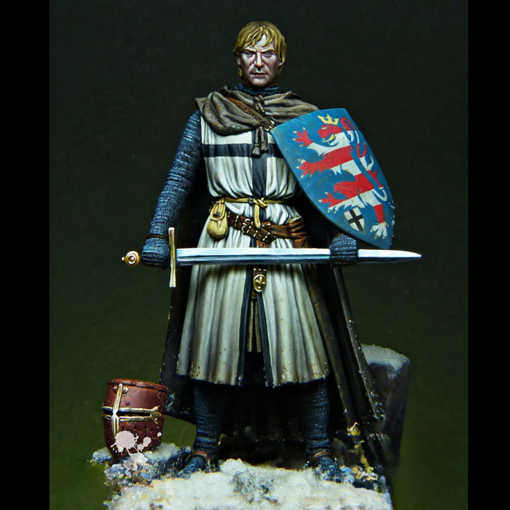 Figura modelo de resina, GK, 1/24 Cavaleiro Teutônico Prússia, 1239, tema histórico, kit desmontado e sem pintura