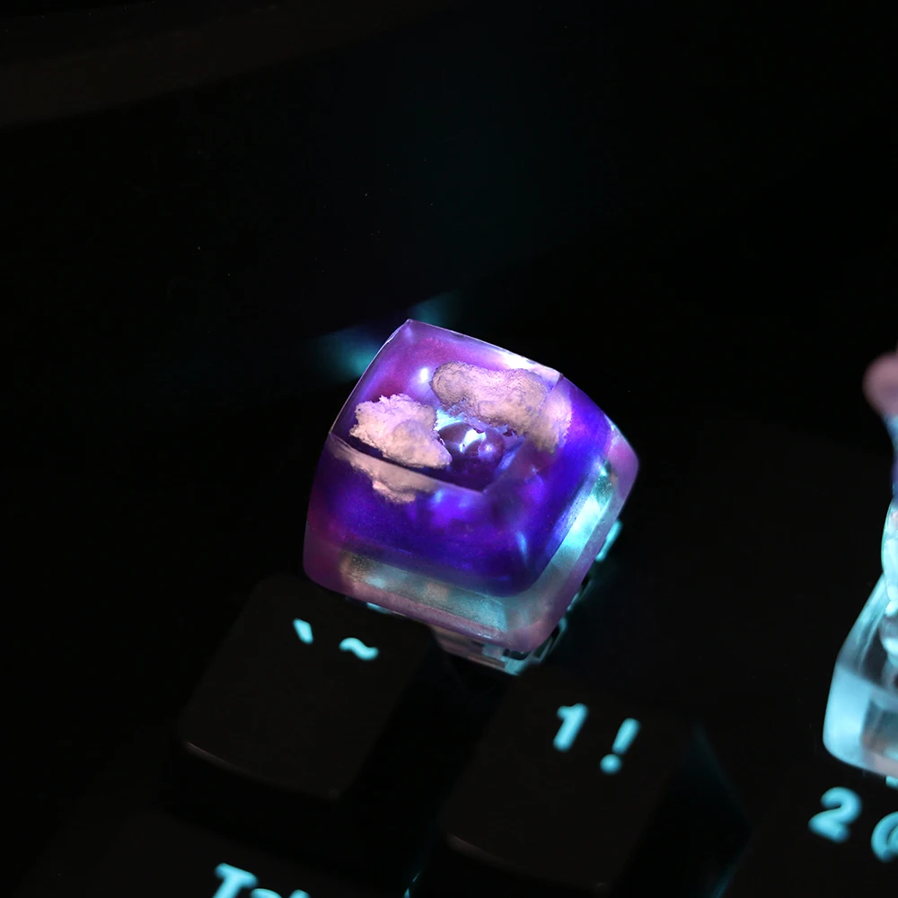 4 PCS Starry Sky Night Sunrise Cloud Handmade Keycaps Artisan Resin Mechanical Backlit Keyboard Custom Keycap For Anne Pro2 GK64