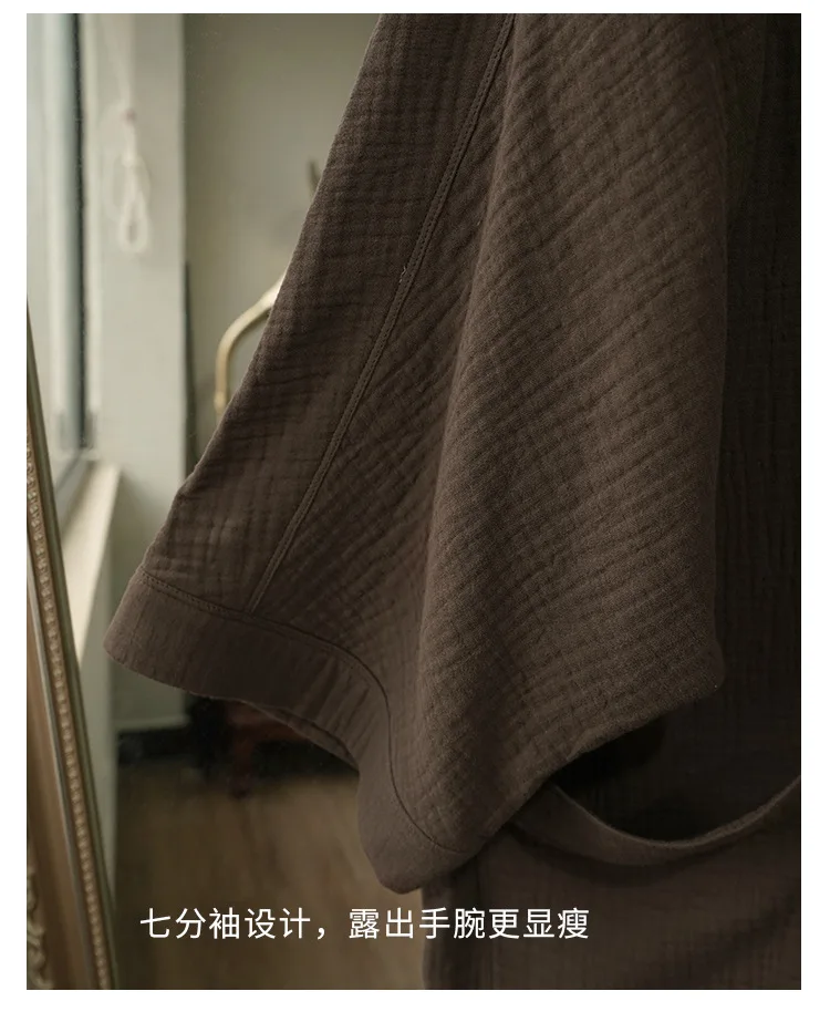 100% Cotton Gauze Cardigan Casual Jacket Coat Vintage Open Stitch Overcoat Outerwear Roupas Femininas