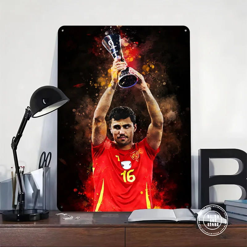 Sportsman Holding Trophy Watercolor Art Personalized 3D Textured Metal Poster Wall Art Vintage Tin Signs for Home Decorations