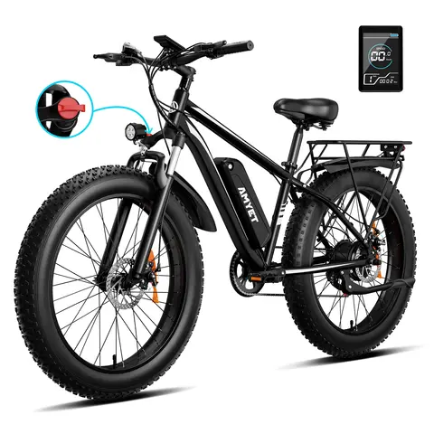 AMYET Electric Bike EB26 Adults Electric Bicycle Peak 1500W 48V 15AH e bike 26" Fat Tire Mountain Bike 31mph  Electric Dirt Bike