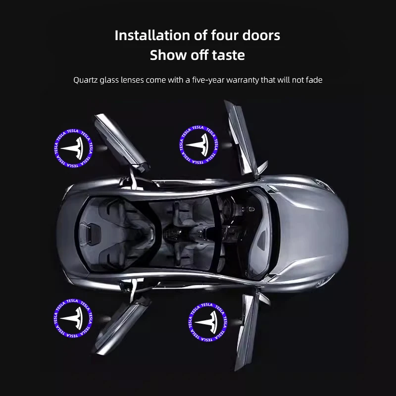 2 قطعة شعار السيارة باب العارض مصابيح HD LED ترحيب أضواء ل تسلا نموذج 3 نموذج Y نموذج X نموذج S Cybertruck SpaceX Roadster