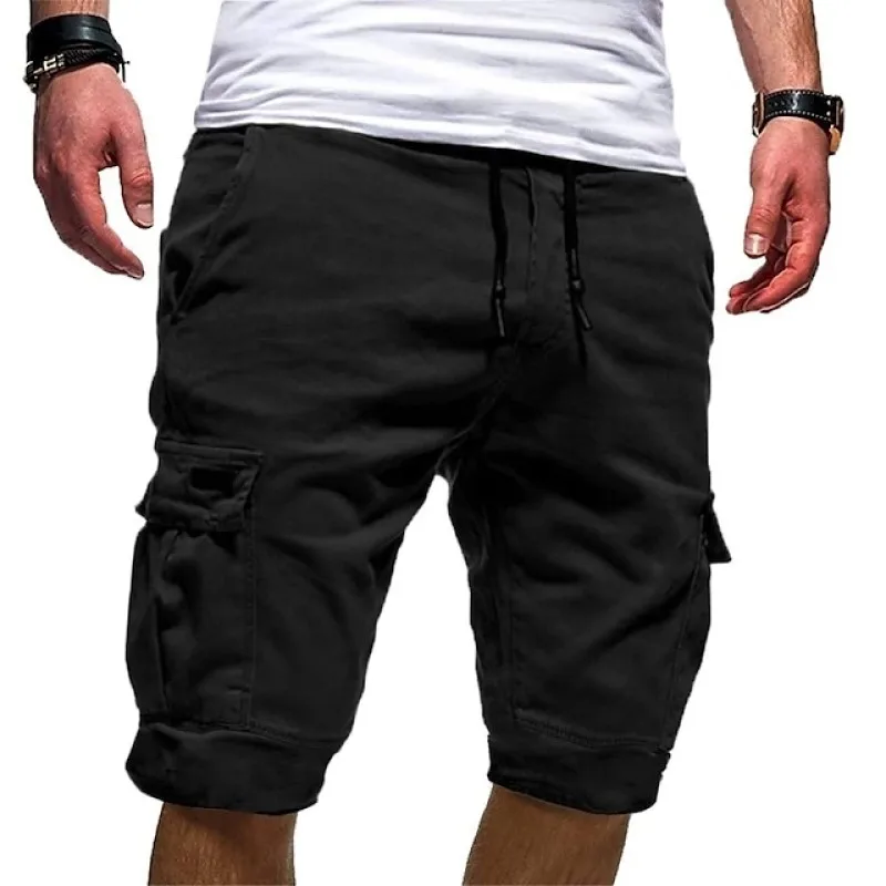 New Men\'s 100% Cotton Summer Fashion Solid Color Hip Hop Shorts Multi Pocket Casual Capris Running Sports High Quality Shorts