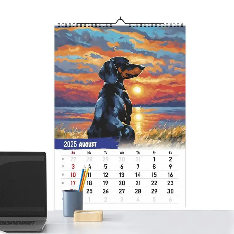 Dog Calendar Family Planner Calendar 2025 Animal Wall Calendar 12 Monthly Funny Cute Puppies Planner Organizer Agenda For Home