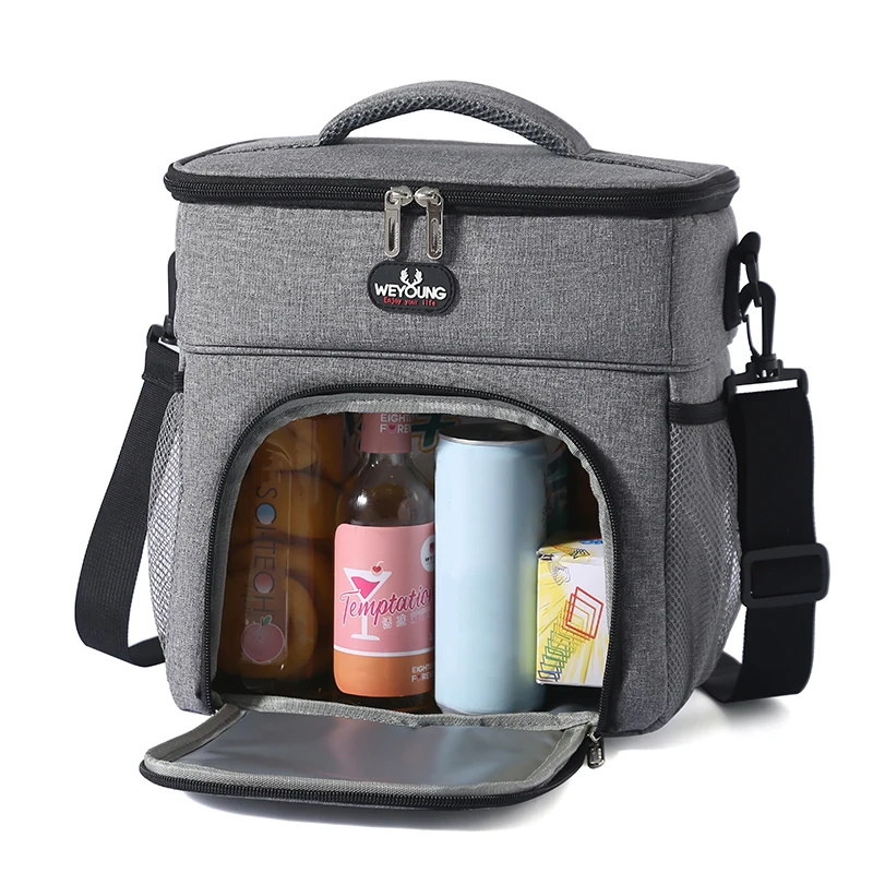 New Double Layers Large Capacity Tote Lunch Bags Thermal Insulated Lunch Box for Women Men Office Food Shoulder Cooler Bags